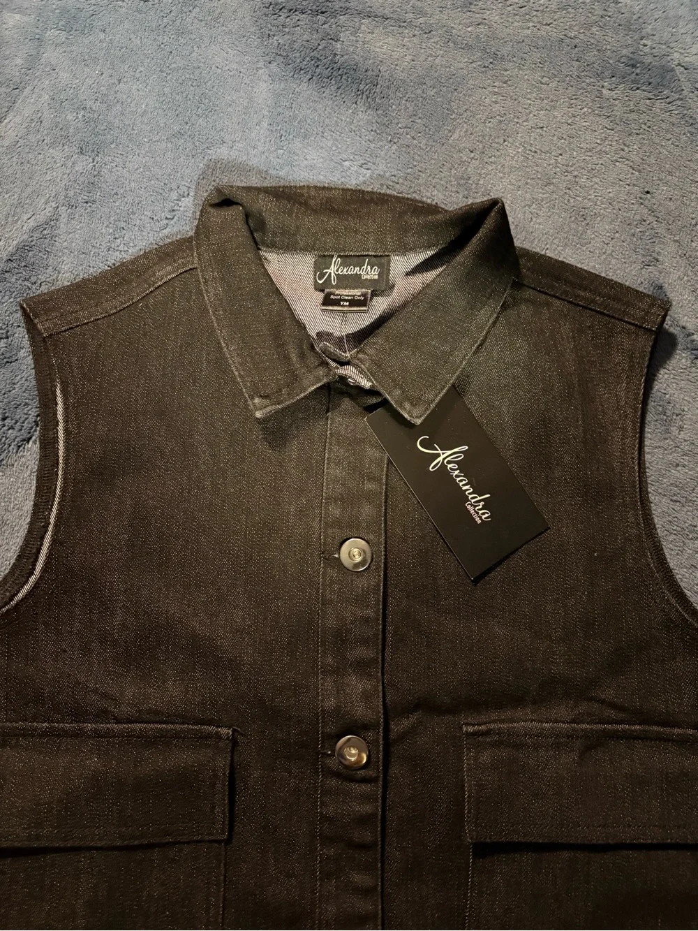 NWT Alexandra Studios Black Denim Button-Up Costume Dance Vest